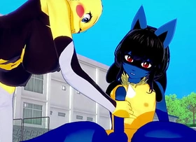 Pokemon Hentai Furry Yiff 3D - Lucario x Pikachu hard sex - Japanese asian anime anime game porn fervour