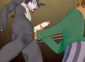 Beastar Yaoi - Louis jerks Legosi and gets cum beyond his face then fucks him with creampie - Floccose Yiff Anime Anime Japanese Gay