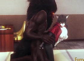 Linty Hentai - Beast and Black Cat having wild sex give creampie - Yiff manga manga japanese send-up porn 3D