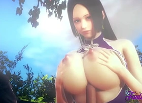 One Piece Hentai 3D - Scarf Hancock rubbing tits, boobjob and cowgirl in the garden
