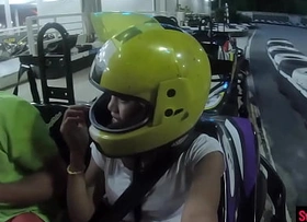 Go karting at hand heavy ass Thai teen layman girlfriend and horny carnal knowledge research