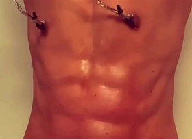 Sex-crazed Chinese guy nipple work edging hawt body