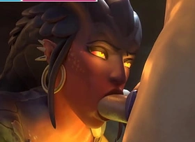 Super Overwatch Sex Symmetra Blowjob Deep throated Cock