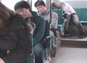 Big-titted teen gets fucked in a Japanese bus