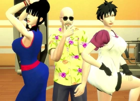 El concert-master roshi pervertido entrena sexualmente a chchi milk y a videl hermosas esposas nightmarishness ball anime