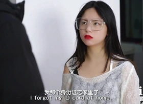 Skinny hot young Oriental bitch with glasses cheating with  brother in low