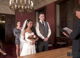 BRIDE4K. Clip starts fucking with regard to front of the guests after wedding ceremony