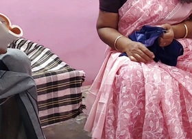 Tamil aunty was sitting in excess of the moderator and working I mildly stroked her thigh and sucked so many breasts and had hot sex with her.