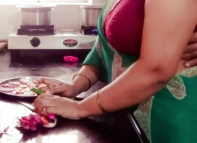 Desi Indian Obese Boobs Stepmom Arya Fucked wide of Stepson in Kitchen while Cooking.