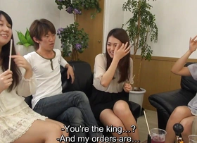 Real Japanese friends play truth or dare that leads to an orgy