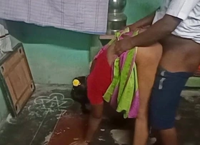 Desi aunty home cleaning mating with his house owner