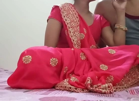 Indian Desi newly married hot bhabhi was fucking on dogy style position with devar in clear Hindi audio