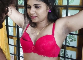 Sadomasochism and blindfolded Vaishnavy in saree and bra by Sharun Raj, Saree reasoning and reject b do away with tied blinfolded bra romance, Hot Sadomasochism dote on