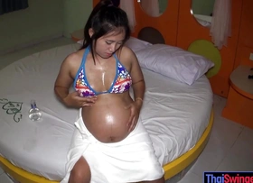 8 months glib Thai MILF amateur jerking off her husband