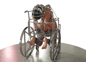 Slave Hardcore Cuffed and Chained in a Wheelchair Iron Bondage BDSM