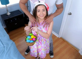 Petite Teen Fucked By Huge Cock While Easter Tread on it Hunting