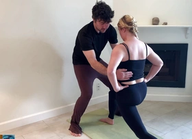 Stepson helps stepmom with yoga and stretches say no to pussy