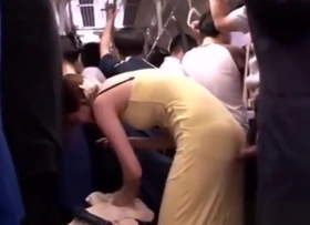 Despondent Japanese cuties give blowjob and fuck in bus