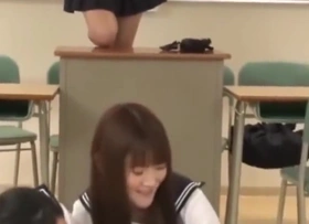 Asian schoolgirls teach teacher how to recoil a homo